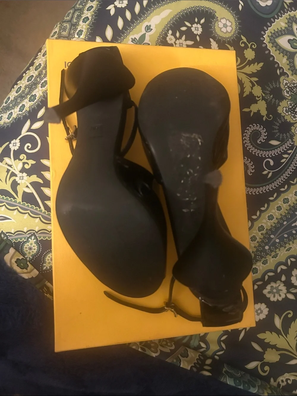 Fendi Black Patent Leather Floral Ankle-Strap Heels